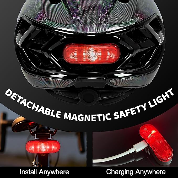 LUMDEER Adult Bike Helmet for Men and Women-Magnetic Taillight, Magnetic Clasps, Lightweight Shockproof, CPSC Safety Certified for Aerodynamic Road Cycling, Mountain Biking & Cyclocross Helmet