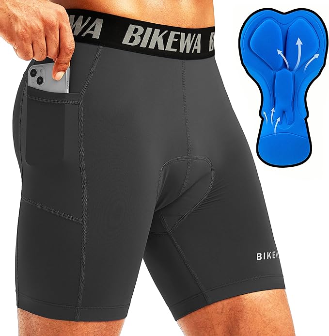 Men's 4D Padded Bike Shorts Cycling Underwear Biking Bicycle Padding Shorts for Men Side Pockets