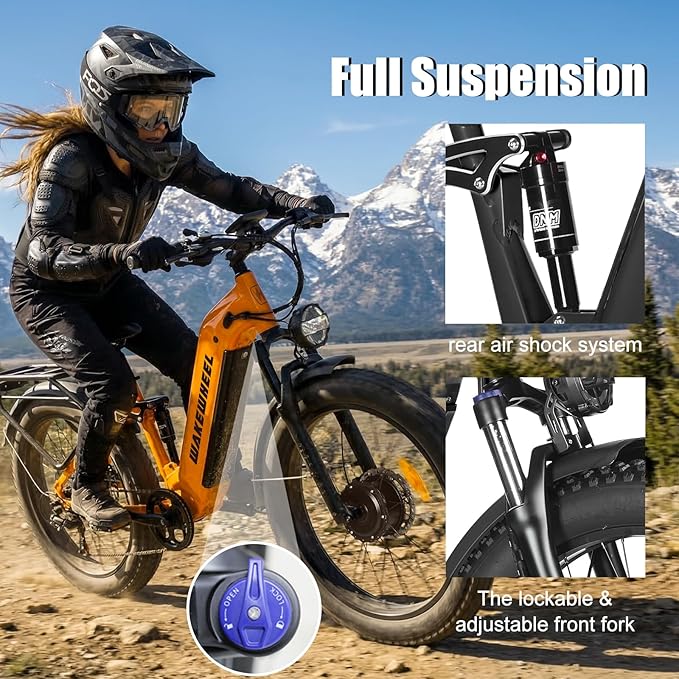 8000w Electric Bike for Adults, 60V 32Ah Battery Ebike, Fat Tire & Long Range Electric Bicycles, 210Nm Mountain Bike Full Suspension, Hydraulic Brake Electric Bicycle