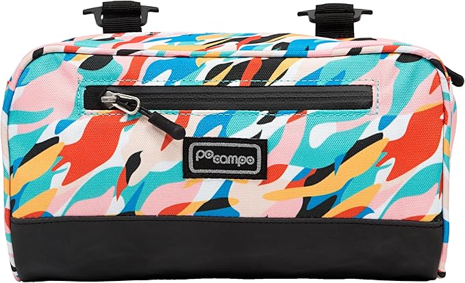 Po Campo Domino Handlebar Bag - Large, Waterproof Bicycle Storage Baskets for Front Mount - Lightweight Bike Bags That Convert To Crossbody (Waves)