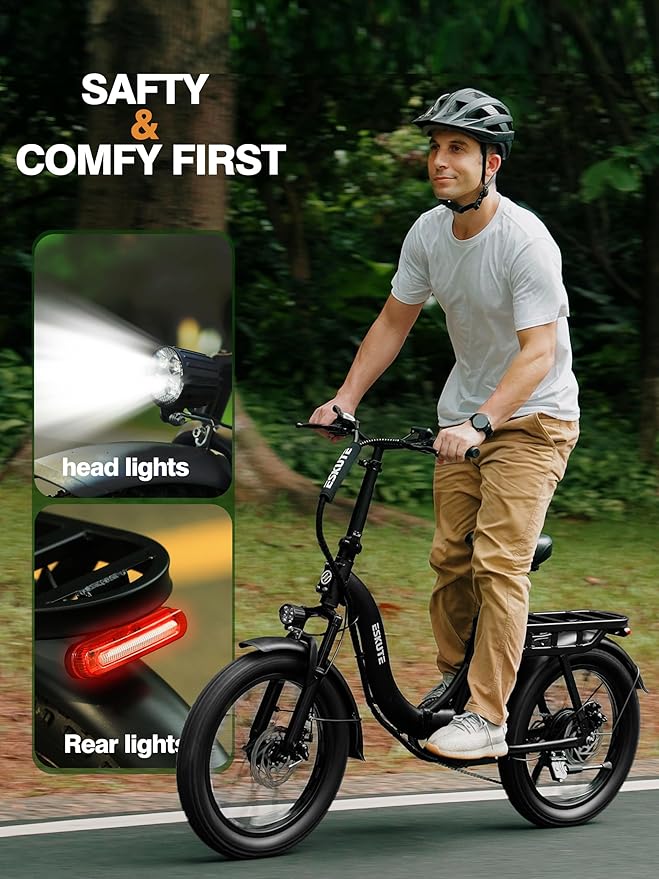 1200W Peak Folding Electric Bike for Adults, 28MPH 48V 10.4Ah Removable Battery, 55-Mile Range, 20"x3" Fat Tire, Step-Thru Ebike with Basket 7-Speed – Commuter E-Bike