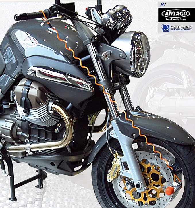 Artago R1 Motorcycle Reminder Cable, Braided Steel Cable Scratch-Resistant Coating, Anti Theft Disc Lock Reminder Cable for Motorcycle Lock, Helmet, Scooter, Bike, Scooter, 140cm/4,6in