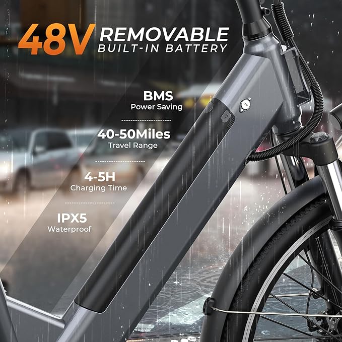 Electric Bike for Adults,26" Step-Thru EBike with 1000W Peak Motor,50 Miles 21.7MPH Adult Electric Bicycles with 48V Internal Removable Battery, Adjustable Stem,7 Speed,UL 2849 Certified
