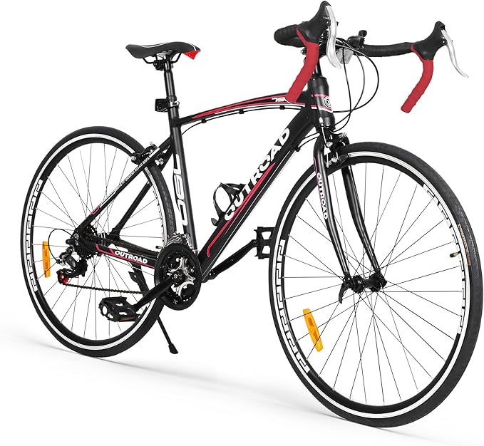 700C Lightweight Aluminum Road Bike – 14-21 Speed Commuter Bicycle with Dual Disc/V Brakes for Men & Women (Black, Red, Blue, White)
