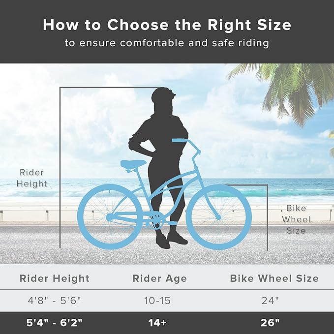 sixthreezero Urban Lady Beach Cruiser Bike, Women's 3 Speed Hybrid Bicycle