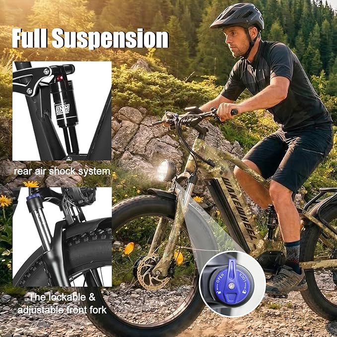 8000w Electric Bike for Adults, 60V 32Ah Battery Ebike, Fat Tire & Long Range Electric Bicycles, 210Nm Mountain Bike Full Suspension, Hydraulic Brake Electric Bicycle
