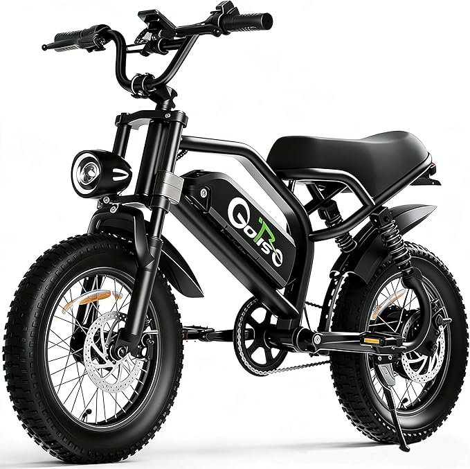 ADISTAR 16” Electric Bike for Adults/Teens, Peak 1500W & 65 Miles Long Range, 48V 15.6Ah Battery, Up to 28Mph, Full Suspension Fat Tire All-Terrain eBike on Mountains,Snow,Sand