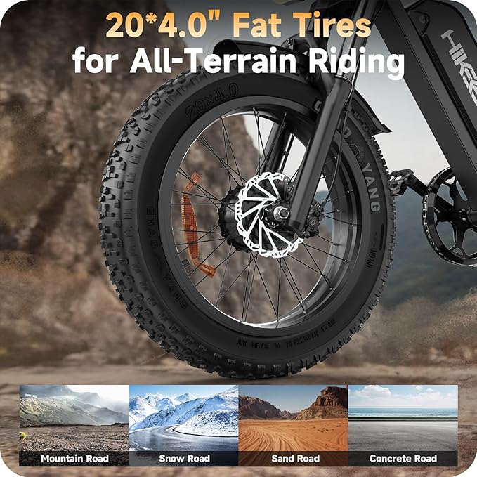 Electric Dirt Bike for Adults - Peak 1500W/3000W Electric Bikes, 48V/52V 15.6Ah/25Ah/40Ah, 50-100 Mile Range(PAS Mode), 16/20 Inch All-Terrain Fat Tire Motorcycle