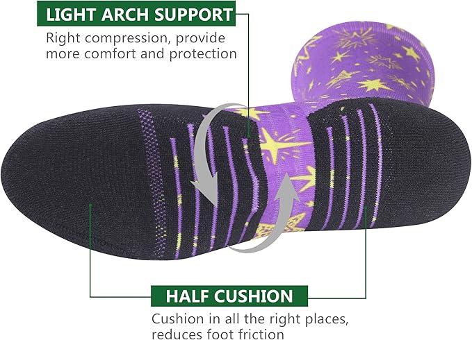 HUSO Hiking Socks Men Women Fashion Novelty Digital Printing Sports Crew Socks 3, 4 Pairs