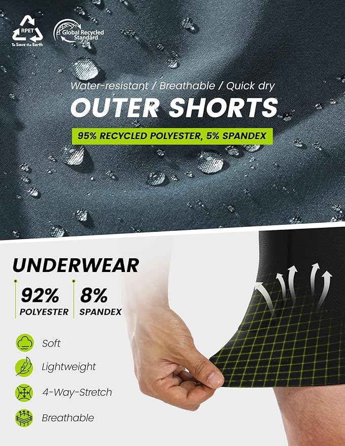 Nepest Men's Mountain Bike Shorts 4D Padded Cycling Bicycle Biker Riding Loose-fit Gel Padding MTB Shorts Zipper Pockets