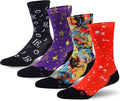 HUSO Hiking Socks Men Women Fashion Novelty Digital Printing Sports Crew Socks 3, 4 Pairs