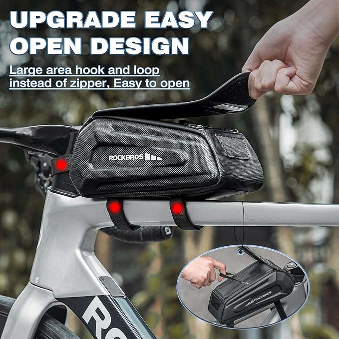 ROCKBROS Bike Phone Front Frame Bag Bicycle Top Tube Handlebar Bag 3D EVA Bike Phone Mount Holder Bag Bike Accessories Cycling Pouch 1.7L Compatible Phones Under 7”
