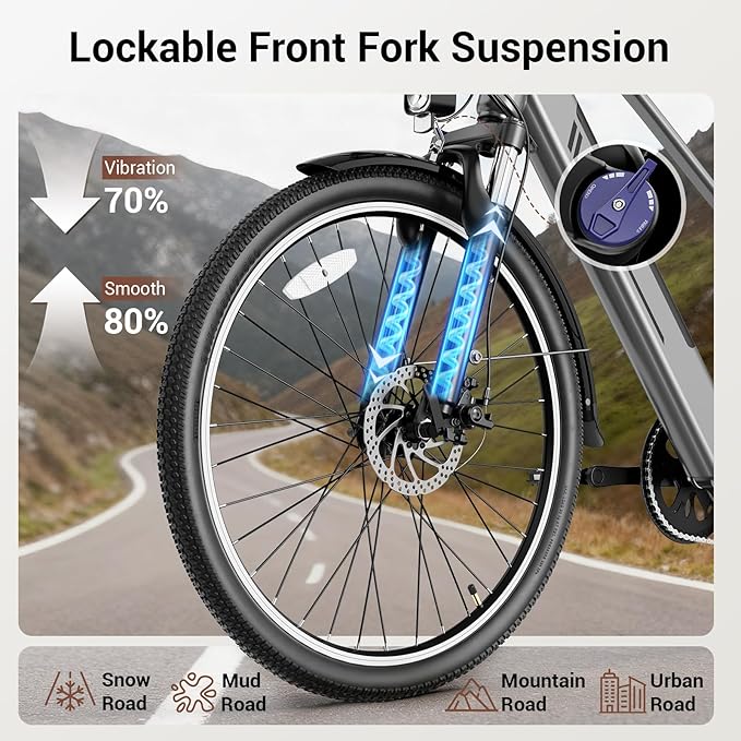 Jasion Roamer/ST/YC1 Electric Bike for Adults, 26" Commuter Ebike 1200W 528WH Removable Battery, 28MPH 62miles, Electric Bicycles for Women/Man, UL2849 Certified