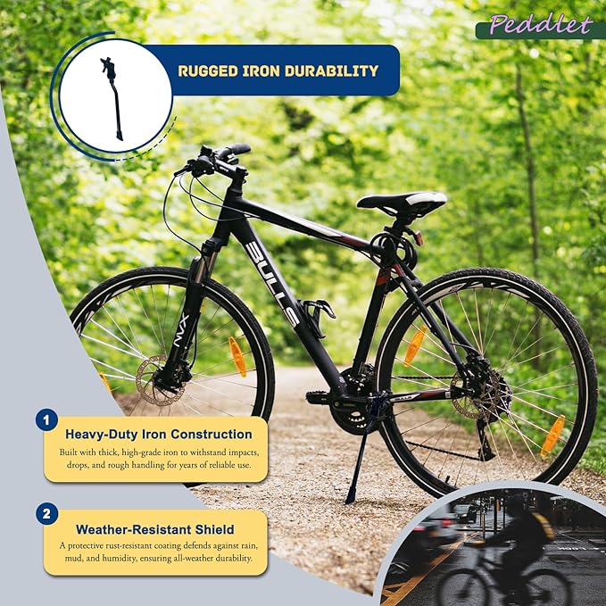 Bike Kickstand Unadjustable for Kids Bicycles Rear Kickstands Heavy-Duty Iron Bike Kick Stand for 16"-29" Wheel Girls and Boys Bike