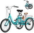 VIRIBUS Folding Tricycle for Adults, 20 inch Foldable Adult Tricycle 1 or 7 Speed Speed with Basket, Folding 3 Wheel Bikes for Adults Senior Women Men, Collapsible Mini Trike, Three Wheeler 330lb.