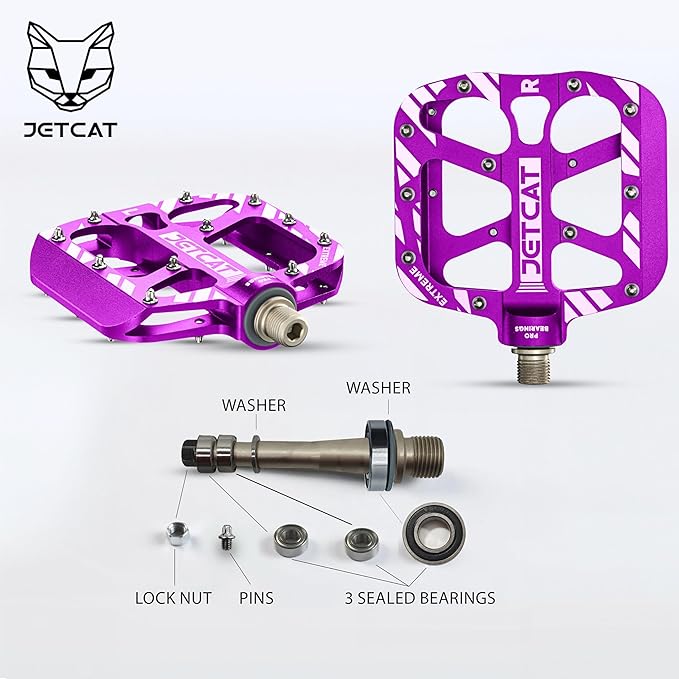 Mountain Bike Pedals Flat - MTB Pedals Flat, Bicycle Pedals, Road Bike Pedals, BMX Pedals, for BMX MTN Road Gravel EBike, Specialized Parts, Adults, Aluminum Metal Stamp 9/16"