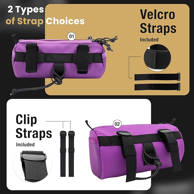 Lumiere & Co. Bike Handlebar Bag – Minimalist Design – 3 Size options, Multiple Colors – Clip Straps, Hook & Loop, Shoulder Strap
