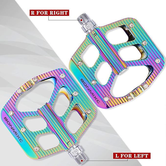 Bike Pedals 9/16 Mountain Bike Pedals Non-Slip Aluminum Alloy Large Platform Sealed Bearing Flat Road Bicycle Pedals