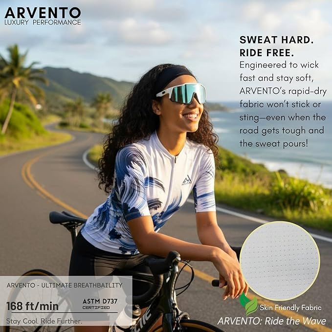 ARVENTO Unisex Cycling Jersey – Performance Fit, Breathable & Quick-Dry Short-Sleeve Road Jersey, 3 Rear Pockets