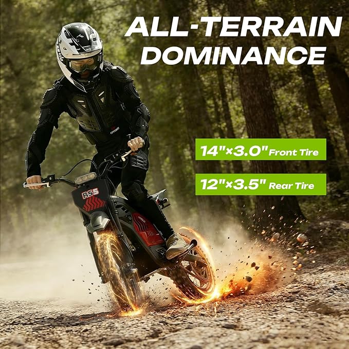 RS5 Electric Dirt Bike, 2200W 37MPH Electric Motorcycle, 48V/22.5Ah Battery Ebike, Full-Suspension Off-Road Mountain E Dirt Bike, Dual Hydraulic Brakes