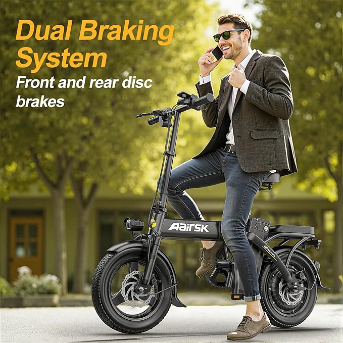 Electric Bike for Adults, Peak 748W Motor, Top Speed 20 MPH, 48V Removable Battery, Max 30/40 Miles Long Range, 14" Folding Electric Bicycle Adult & Teens for Commuting, UL 2849 Certified