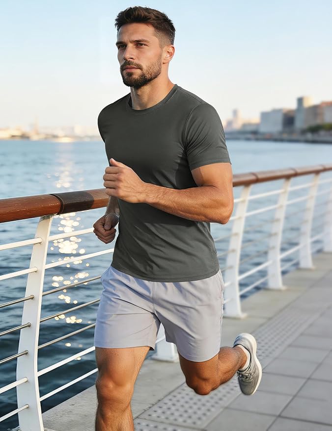 MAGCOMSEN Men's Short Sleeve UPF 50+ T-Shirt Quick Dry Workout Athletic Running Swim Tops Tee Rash Guard Performance Shirts