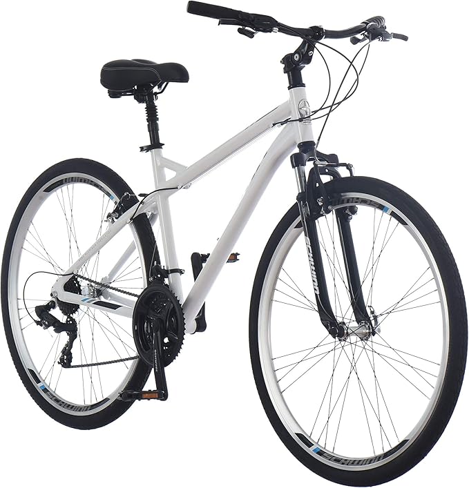 Schwinn Network 3.5 Hybrid Bike, 700c Mens and Womens Bike, 21-Speed Hybrid Bicycle, Aluminum Frame, Suspension Seat, Alloy Linear Pull Brakes, Adult Bicycle