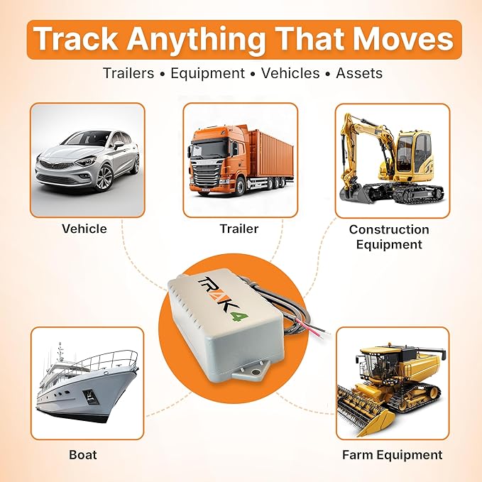 Trak-4 12v Hardwired GPS Tracker. Durable, Reliable Track Trailers, Equipment, Vehicles, Assets. Long Battery Life, Waterproof, Worldwide. Low-Cost Subscription Required.