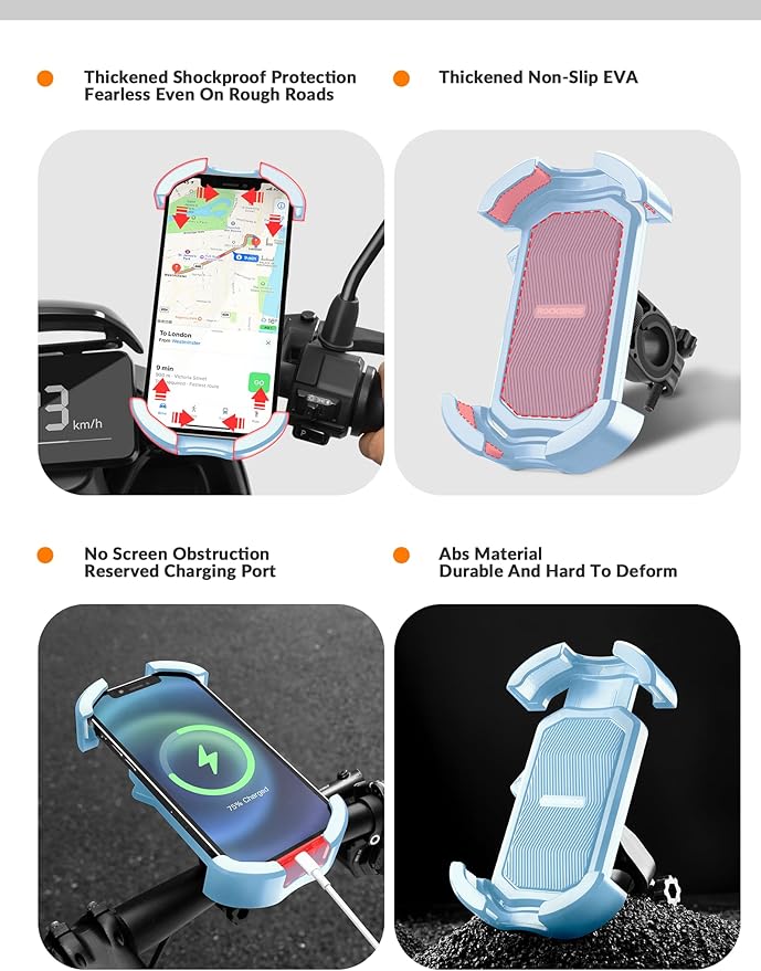 ROCKBROS Motorcycle Phone Mount, Motorcycle Phones Holder with Security Lock, Shockproof Phone Holder for Motorcycles, Adjustable Motorcycles Phone Holder Mount, Suitable for 4.7”-6.8” Phone