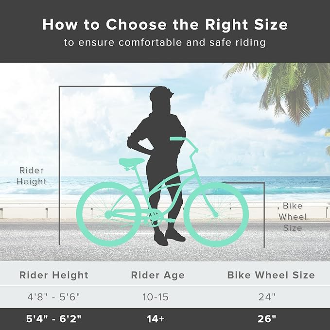 sixthreezero Urban Lady Beach Cruiser Bike, Women's 3 Speed Hybrid Bicycle