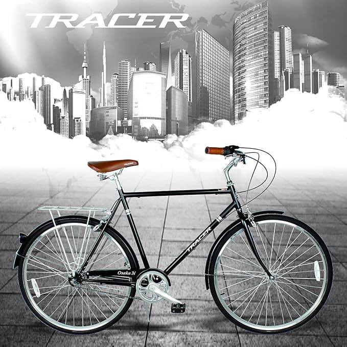 Tracer Osaka Hybrid Bikes, Steel Frame, Shimano Nexus Inter 3/7 Speed, Brown Seat Brown Grips, Road Bike, City Bike, Multiple Colors