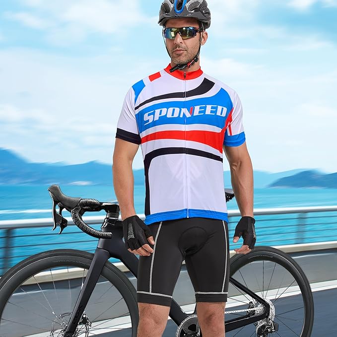 Men Bike Jersey Short Sleeve Road Cycling Shirts Biking Tops Moisture Wicking
