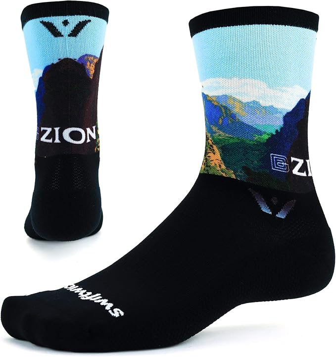 Swiftwick VISION IMPRESSION Crew, National Parks/States Edition, Running, Hiking and Cycling Socks