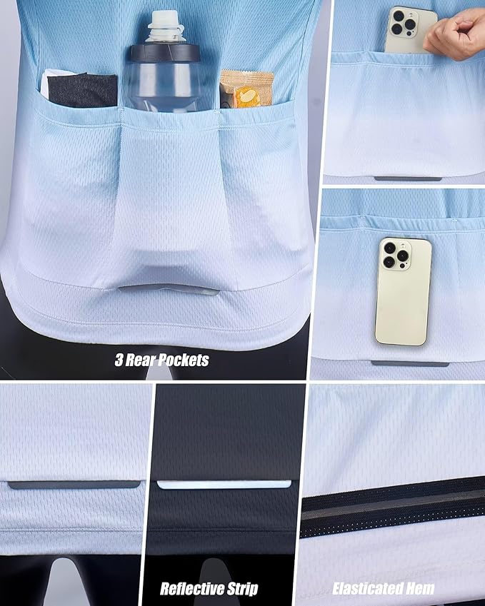 ROTTO Cycling Jersey Mens Bike Shirt Short Sleeve Gradient Color Series