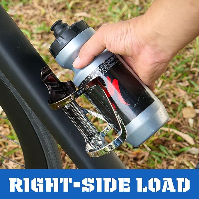 Corki Cycles Bike Water Bottle Cage Aluminum Alloy Side Load Bicycle Water Bottle Cage, Right Entry Bike Water Bottle Holder for Road & Mountain Bikes- 2Pack - Black & Silver