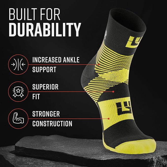 Crew Length Trail Running Socks, Quick-Drying Mid-Calf Socks with Arch Support, Sweat-Resistant, Breathable Athletic Socks