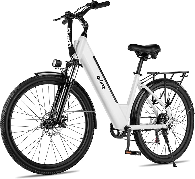 Qlife Cityone Electric Bike for Adults & Teens, Step-Through Commuter Ebike, 1000W Peak Motor, 55-Mile Range, 48V Removable Battery, 26-Inch City Tires, 7-Speed, Up to 25 MPH