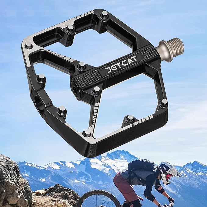 Mountain Bike Pedals Flat - MTB Pedals Flat, Bicycle Pedals, Road Bike Pedals, BMX Pedals, for BMX MTN Road Gravel EBike, Specialized Parts, Adults, Aluminum Metal Stamp 9/16"