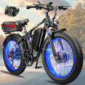 Peak-9000W-Dual-Motor-Electric-Bike for Adults, 52V 34AH Battery Up To 105 Miles, 42-46M PH Fast-Dual-Motor-Ebike,24"*4" Full-Suspension-Women-Men-Fat-Tire-Electric-Bicycle for Mountain Snow Off-Road