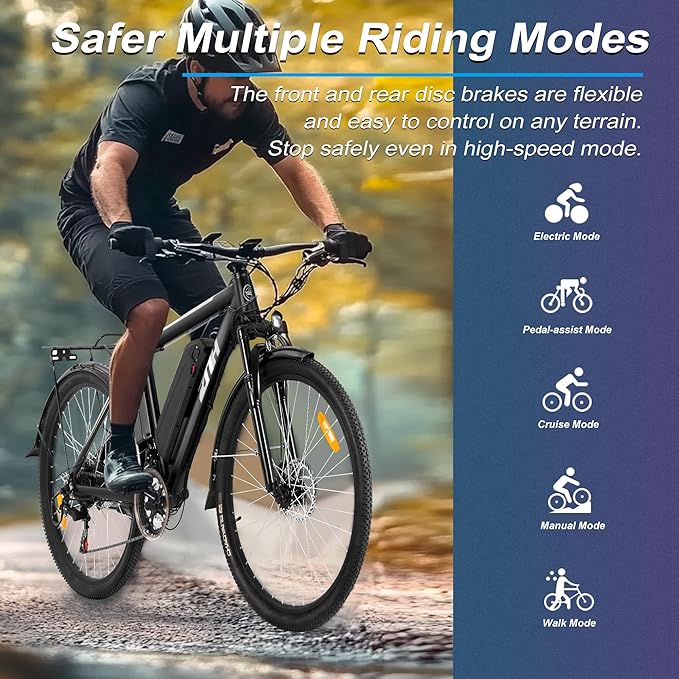 ZNH Electric Bike for Adults, 1000W Peak Motor 28MPH Mountain Ebike, 48V 13Ah Removable Battery Up to 65 Miles, 26" Electric Bicycle with 21-Speed Gear & Front Suspension, UL 2849 Certified
