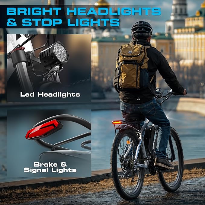 2000w Electric Bike for Adults PU1,Max 34 MPH Speed Up to 80 Miles Range,29" Tire with 48V 17.5Ah Removable Battery,Fast CityCommuter Electric Bicycles for Mountain RoadSand Snow for Men Women