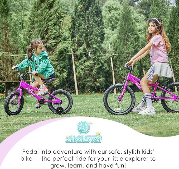AVASTA Bilbo 18 20 24 Inch Kids Bike for Boys Girls 5-14 Years Old, Retro Style High Carbon Steel Bicycle with Adjustable Handlebars and Seat, Dual V-Brakes, Kickstand, Multiple Colors