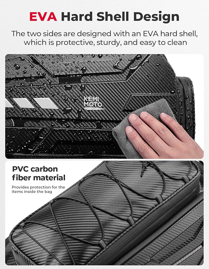 KEMIMOTO Bike Rear Bag, 11L/20L/40L EVA Hard Shell with Waterproof Cover, Bicycle Trunk with Shoulder Strap for Commuter Travel Outdoor