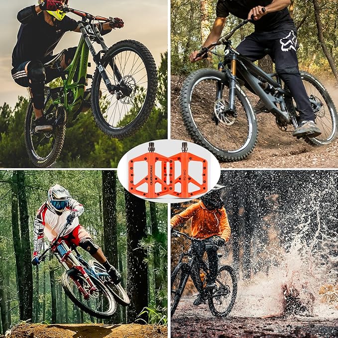Mountain Bike Pedals - Durable Nylon DU Bearing Platform Pedals for MTB and BMX
