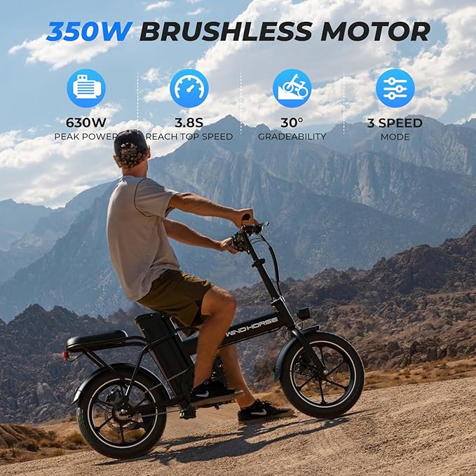 WINDHORSE 16"/ 20" Folding Electric Bike for Adults, 630W/ 983W Peak Electric Bicycle, 20MPH, 20-35/40-70 Miles Range, 288Wh/ 748.8Wh Removable Battery, UL Certified Commuter Ebike
