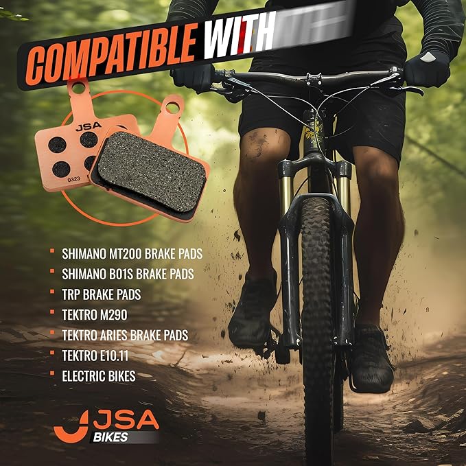 JSA Bike Disc Brake Pads Set for Scooters, Ebikes & Bicycles – Scooter Brake Pads with Organic Compound & Copper Plate for Heat Dissipation – Fits TRP, Tektro, Shimano Deore Br-M575 M525