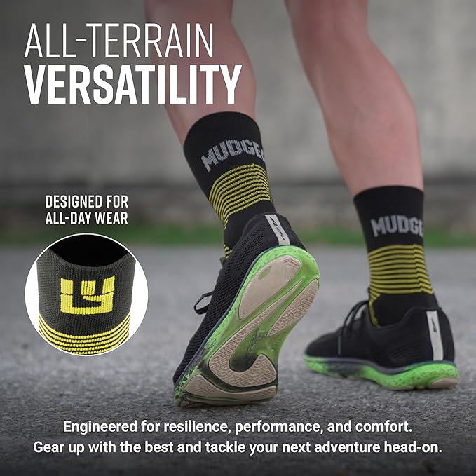 Crew Length Trail Running Socks, Quick-Drying Mid-Calf Socks with Arch Support, Sweat-Resistant, Breathable Athletic Socks