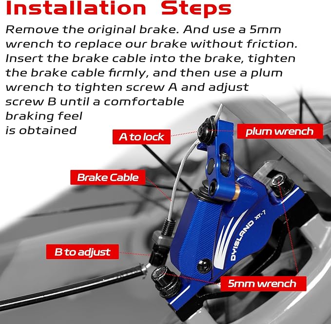 XT-7 Hydraulic Disc Brakes Calipers,Line Pulling/Cable Actuated Front & Rear Brake Calipers for MTB/Mountain Bike/E-Bike.