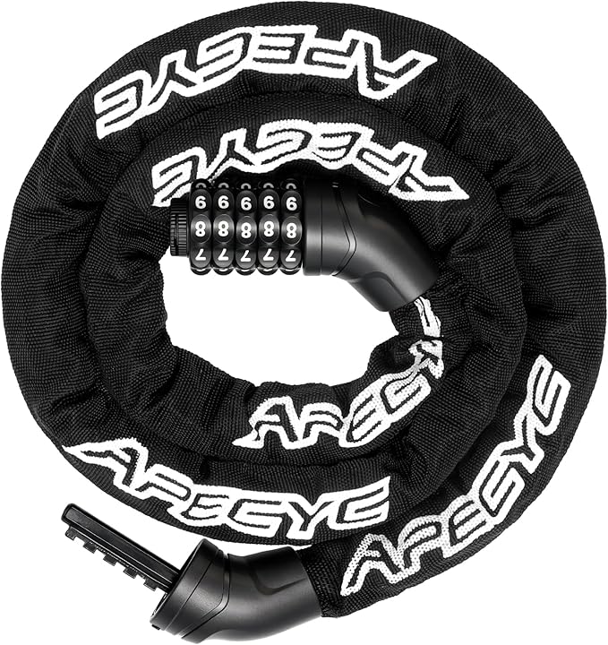 Heavy Duty Bike Chain Lock – 5 Digit Combination Anti-Theft Bicycle Lock, 3FT/4FT/5FT Hardened Steel Square Links for E-Bike, Motorcycle, Scooter, Gate