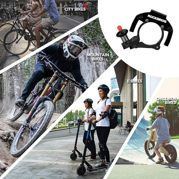 ROCKBROS Bike Bells Hidden MTB Bells Bicycle Bells for 22.2mm Handlebars, More Than 100dB, Clear & Long Sound Ringer, Mountain Bike, Scooter, Youth Bike